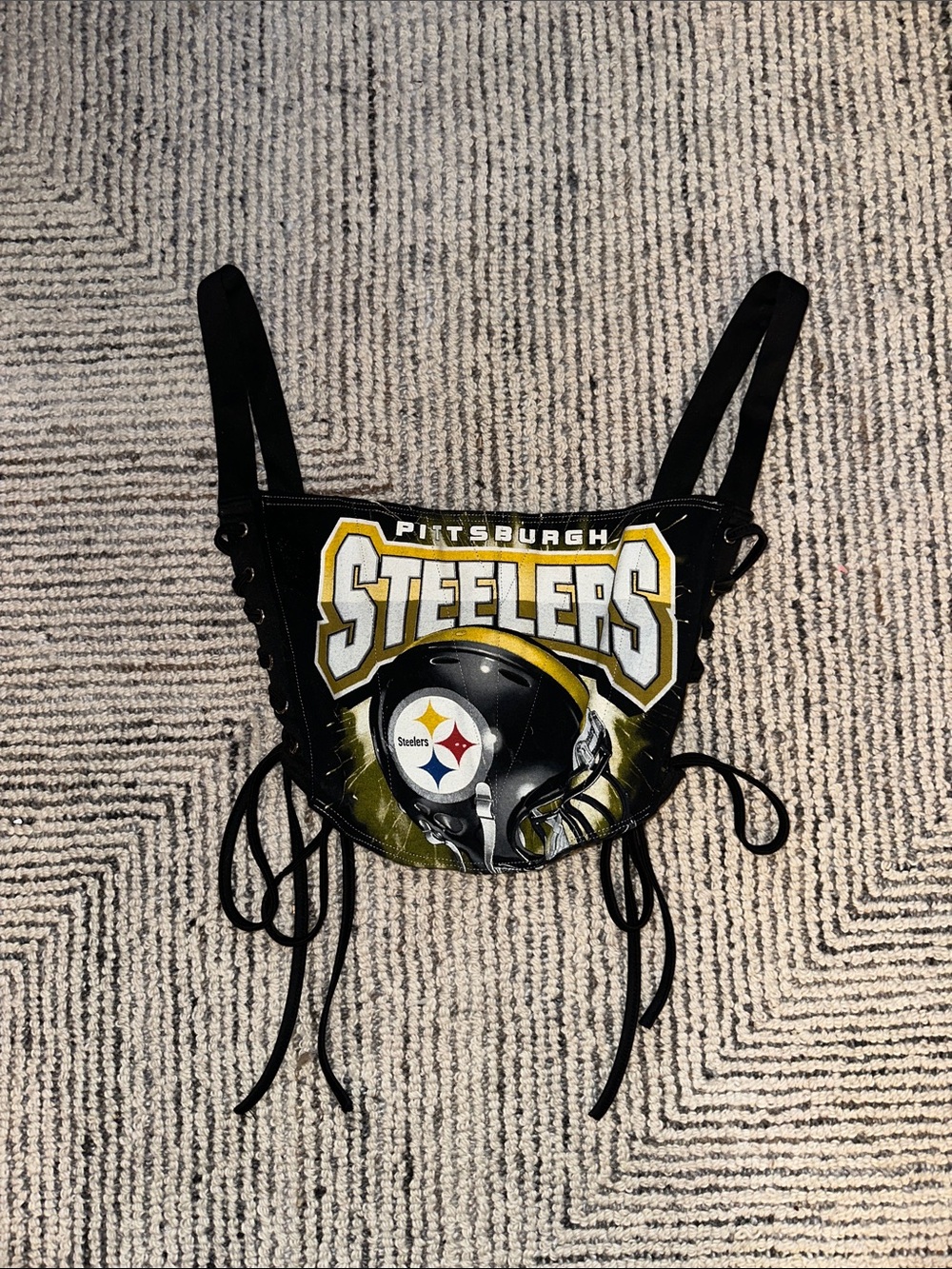 i am koko la Pittsburgh Steelers Lace-Up Crop Top - Black & Gold